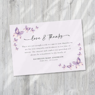 Sympathy Butterflies Funeral Thank You Card