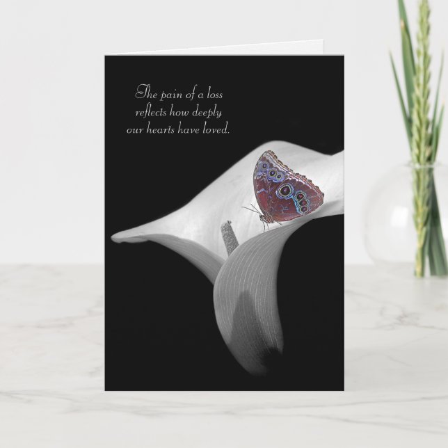 Sympathy butterfly in white lily card (Front)