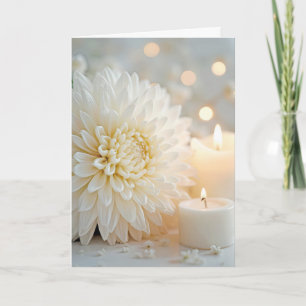 Sympathy Candle and White Chrysanthemum Card