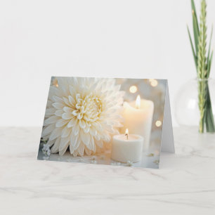 Sympathy Candles With White Chrysanthemum Card