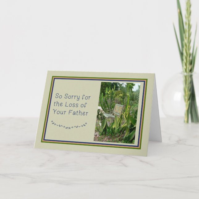 Sympathy Card for Father Bench with Plants (Front)