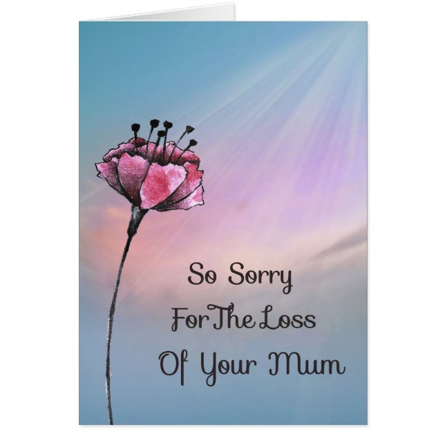 Sympathy Card for Loss of Mum Cranberry Flower (Front)