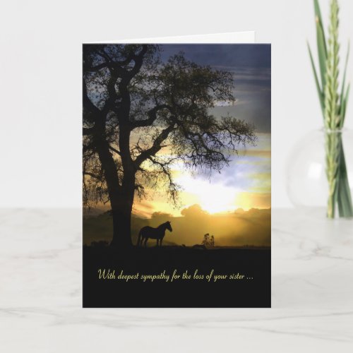 Sympathy Card for Loss of Sister Horse and Sunset