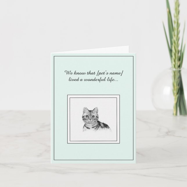 Sympathy Card for Pet Cat (Front)