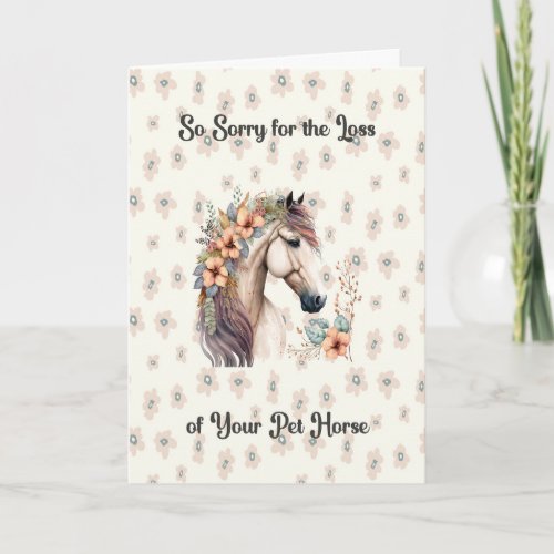 Sympathy Card for Pet Horse in Peach  Beige