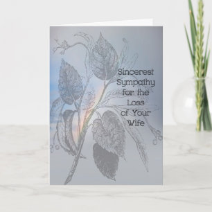 Sympathy Card for Wife with Illustrated Leaves