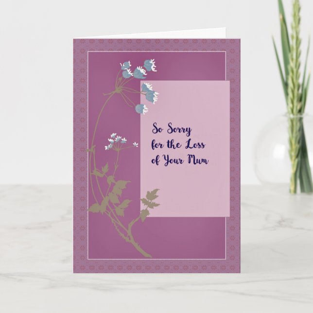 Sympathy Card Loss of Mum Lavender with Flowers (Front)