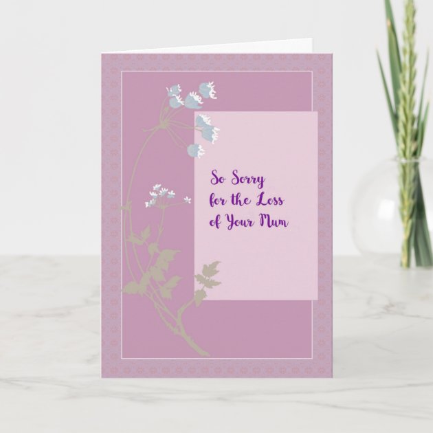 Sympathy Card--"Loss of Your Mother" Lavender and Green Leaves Same Day Shipping 