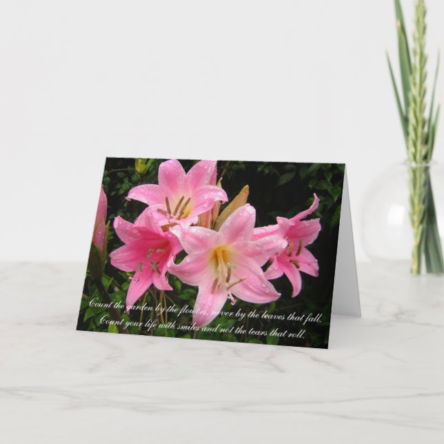 Sympathy Card - Pink Lilies (Front)