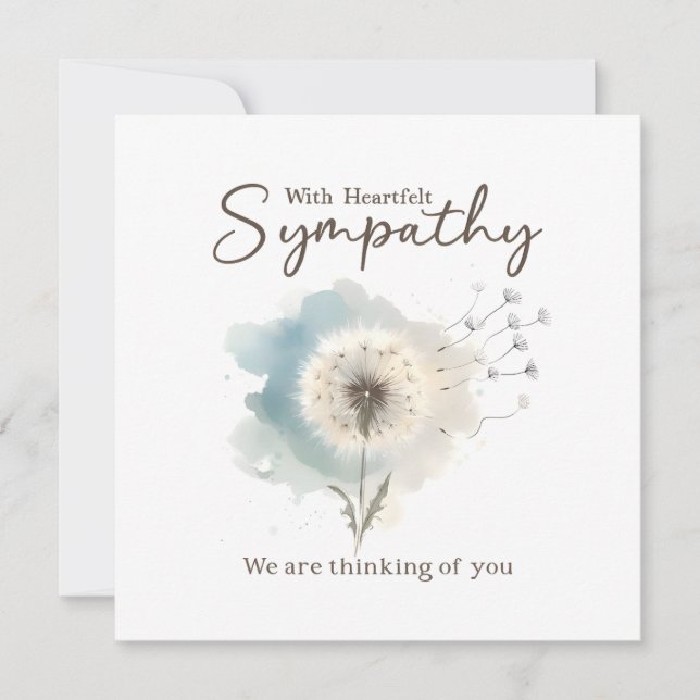 Sympathy Card Watercolor Dandelion (Front)