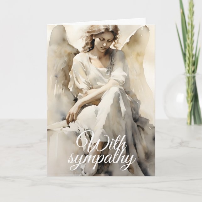 Sympathy Card with Angel Thinking of You Beige (Front)