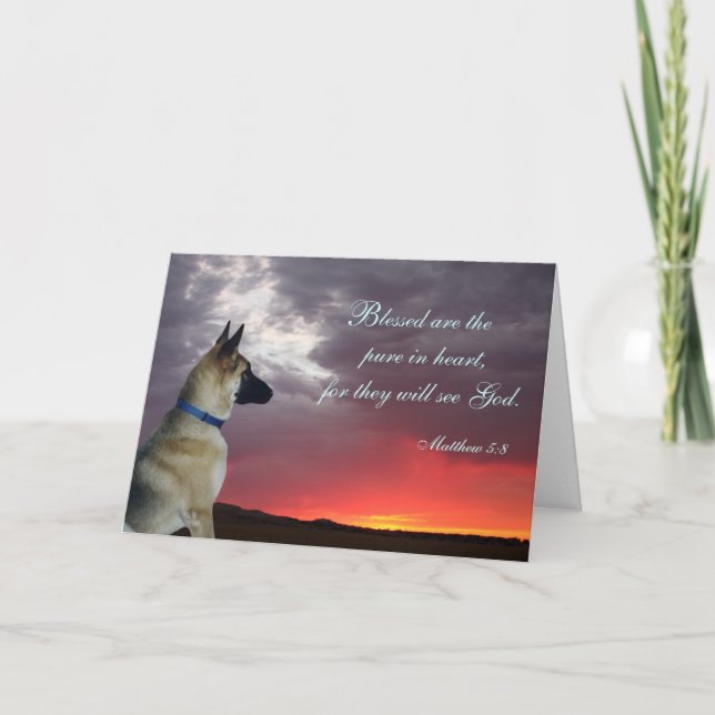 Sympathy Card with German Shepherd Matthew 5:8 (Front)