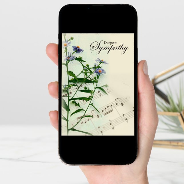 Sympathy Card with Music and Flowers (Front Digital)
