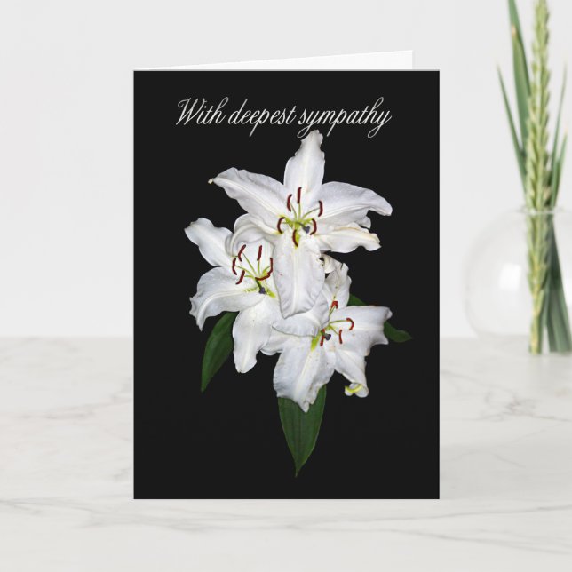 Sympathy Card With White Tiger Lilies (Front)