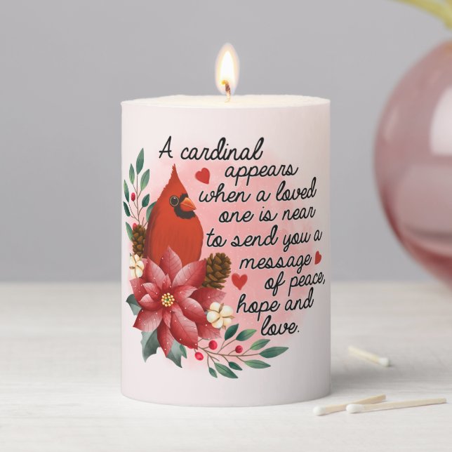 Sympathy Cardinal Funeral Memorial  Pillar Candle (In Situ)