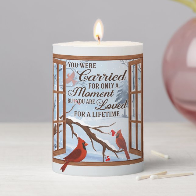 Sympathy Cardinal Funeral Memorial  Pillar Candle (In Situ)