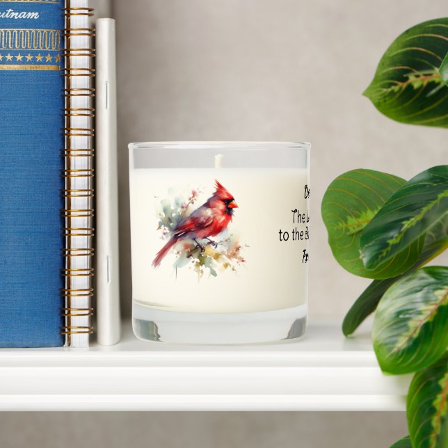  Sympathy Cardinal Red  Bible Verse Personalize Scented Candle (Shelf)