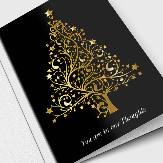 Sympathy Cards Christmas | Gold Tree (Gold Christmas Tree Sympathy Memorial Bereavement Thinking Of You Card)