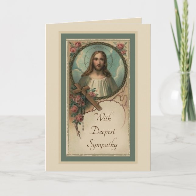 Sympathy Catholic Requiem Mass Offering Jesus Card (Front)