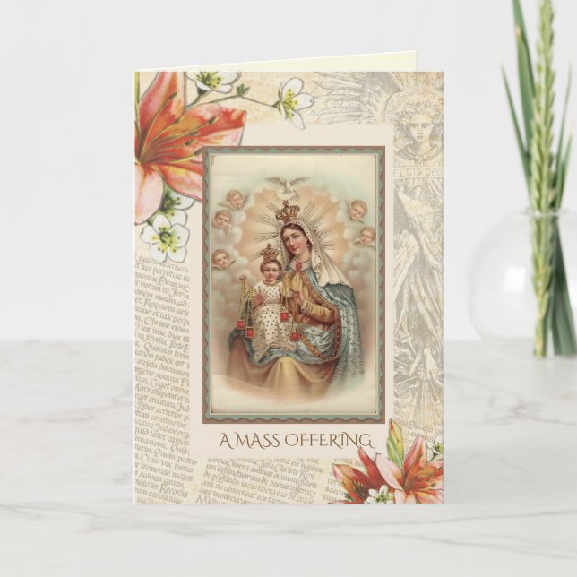 Sympathy Catholic Requiem Mass Offering Mary Card (Front)