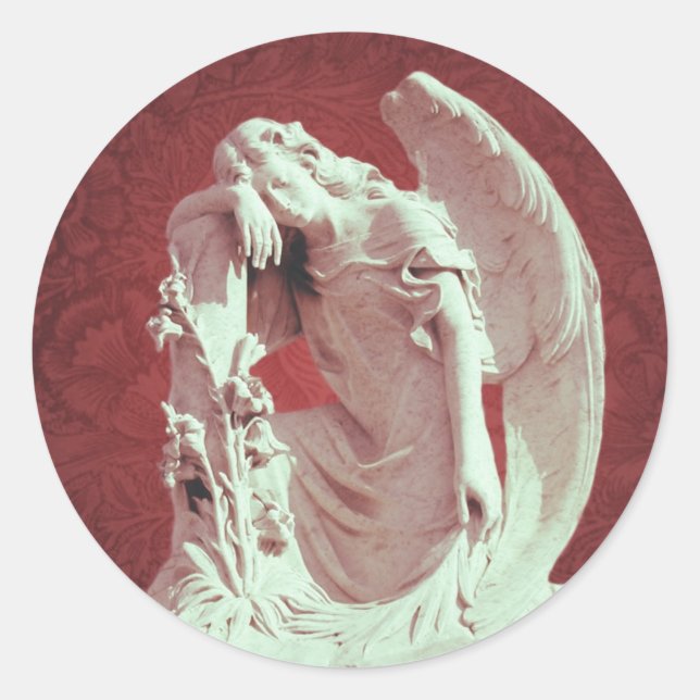 sympathy cemetery memorial Grief weeping Angel Classic Round Sticker (Front)