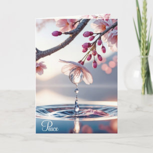 Sympathy Cherry Blossom Branch With Dewdrops Card
