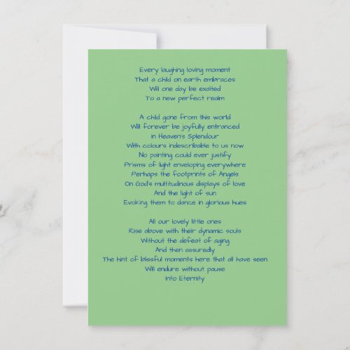 Sympathy condolence card  for  loss of child