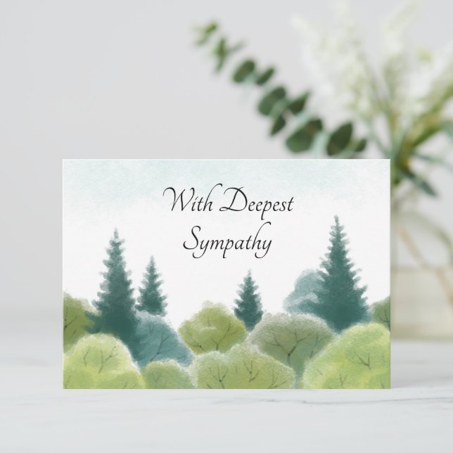 Sympathy Condolence Watercolor Woodland Card (Standing Front)