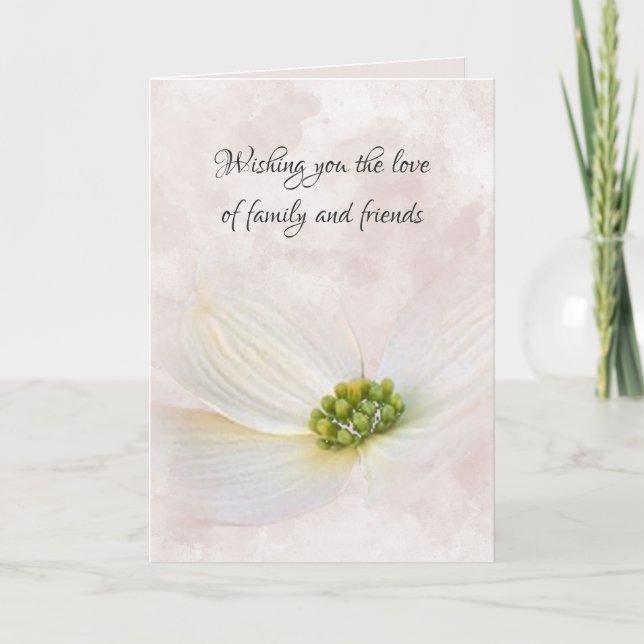 Sympathy Cosmos Flower on Pink Abstract Card (Front)