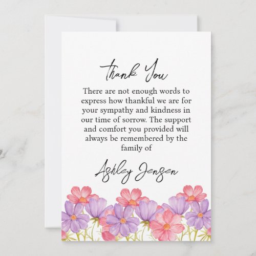 Sympathy Cosmos Photo Funeral Thank You Card