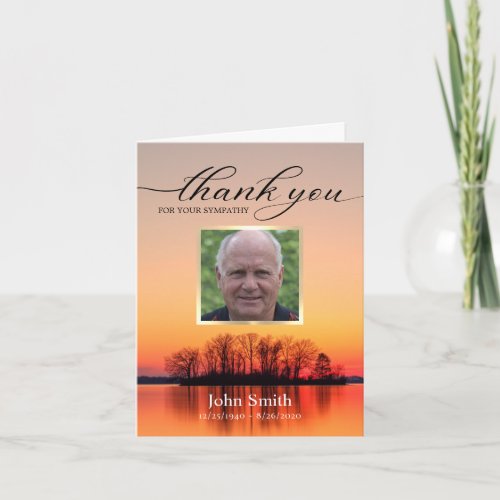 Sympathy Custom Photo Sunset Memorial Thank You