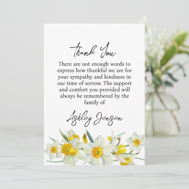 Sympathy Daffodil Funeral Thank You Card (Standing Front)