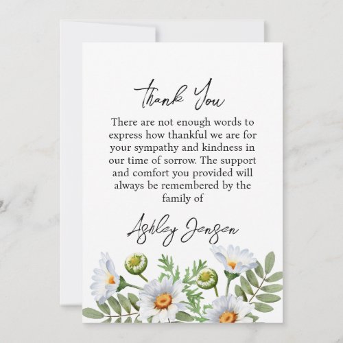 Sympathy Daisy Photo Thank You Card
