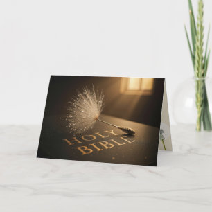 Sympathy Dandelion Seed with Droplets On a Bible Card