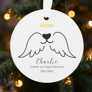 Sympathy Dog Angel Wings Pet Loss Custom Photo  Ornament