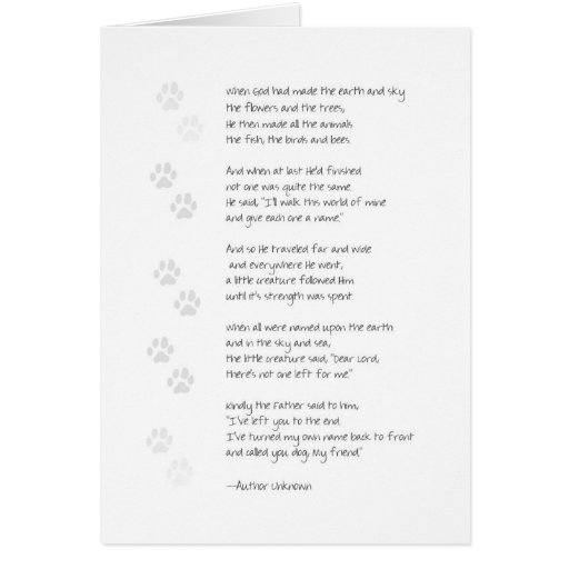 Sympathy Dog Loss Card - Dog Poem on Front | Zazzle