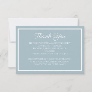 Sympathy Dusty Blue Simple Funeral Thank you Invitation