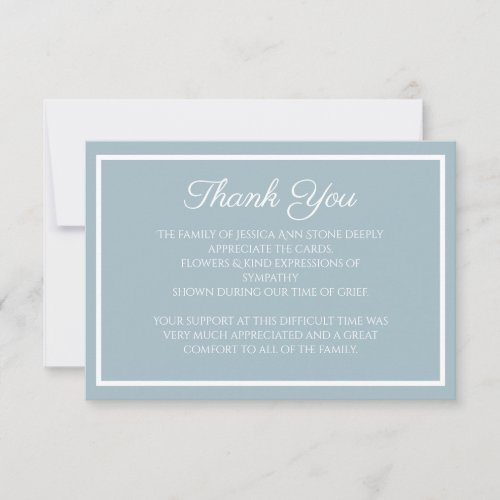 Sympathy Dusty Blue Simple Funeral Thank you  Invitation