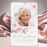 Sympathy Elegant Pink Rose Cross Photo Prayer Card