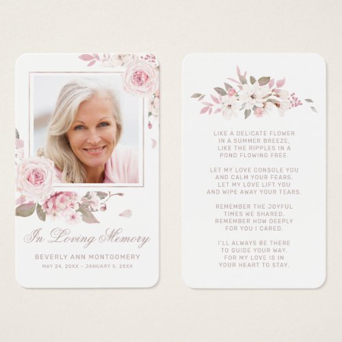 Sympathy Elegant Pink Rose Floral Photo Poem Card
