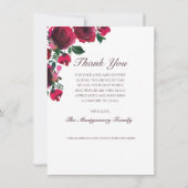 Sympathy Elegant Red Rose Floral Photo Funeral Thank You Card | Zazzle