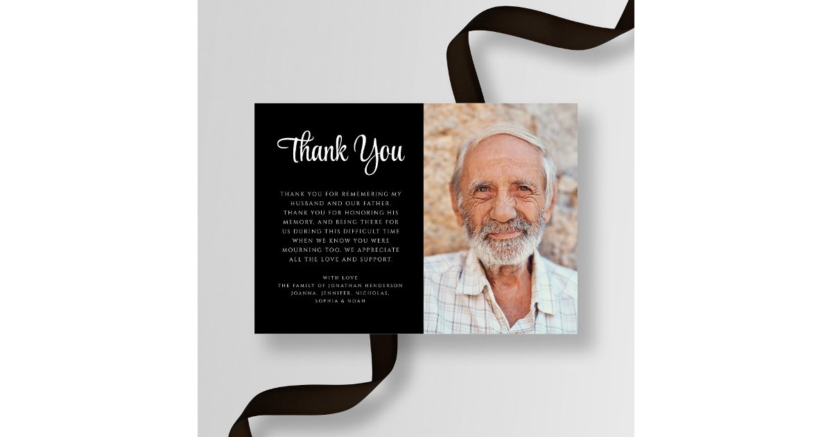 Sympathy Script Sympathy Elegant Script Photo Funeral Thank You Card | Zazzle