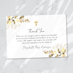 Sympathy Eucalyptus Cross Funeral Thank You Card