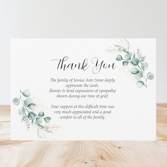Sympathy Eucalyptus Floral Funeral Thank you  Invitation (Creator Uploaded)