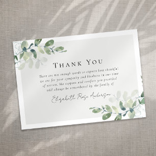 Sympathy Eucalyptus Funeral  Thank You Card