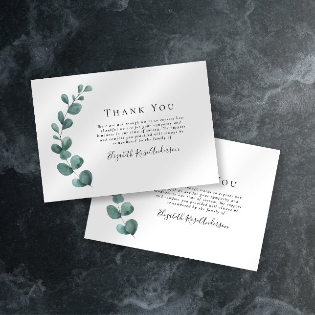 Sympathy Eucalyptus Funeral  Thank You Card (Creator Uploaded)
