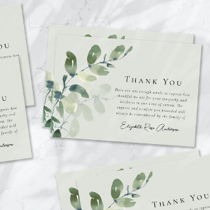Sympathy Eucalyptus Funeral  Thank You Card