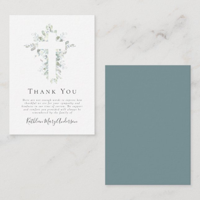 Sympathy Eucalyptus Funeral Thank You Note  (Front/Back)