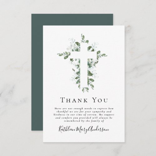 Sympathy Eucalyptus Funeral Thank You Note Card