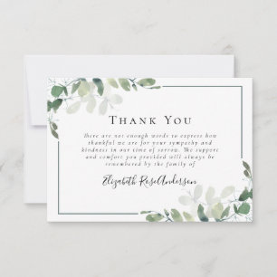 Sympathy Eucalyptus Funeral Thank You Note Card